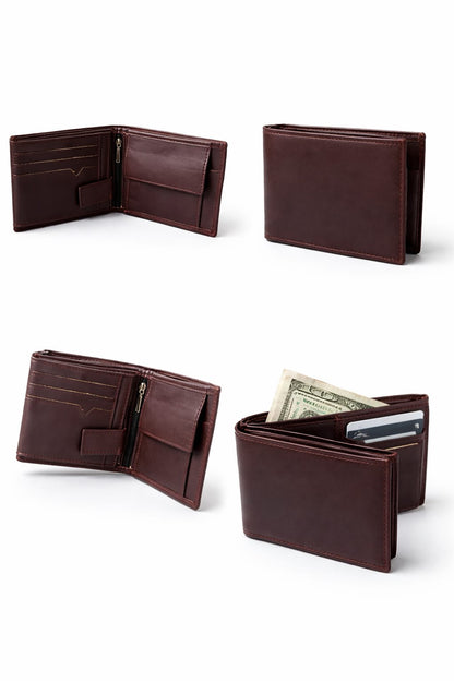 Premium Genuine Leather Bifold Wallet with Zip Pocket – Limited Edition | 5 Colors Available | Velto