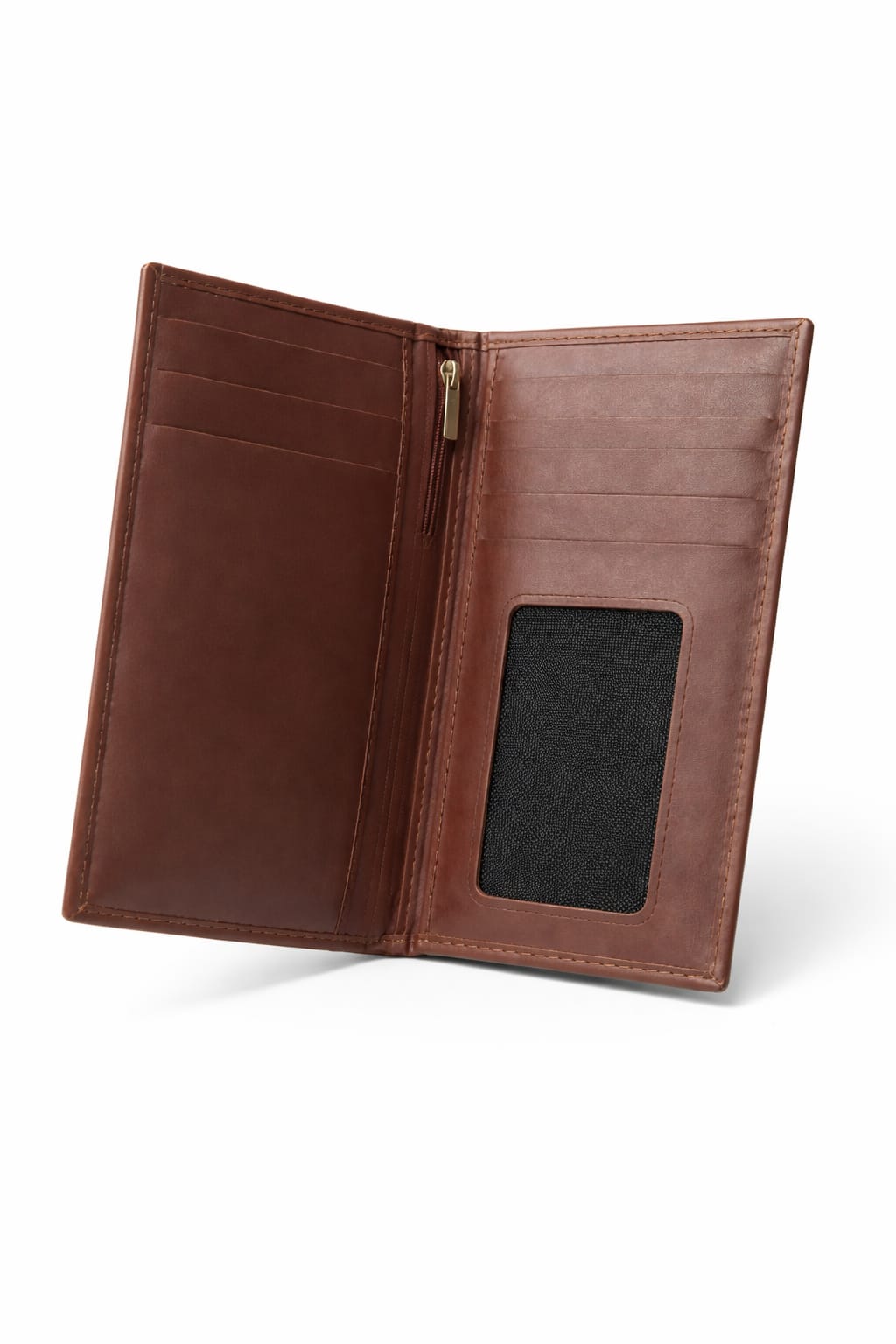 Executive Genuine Leather Long Wallet – Premium 7" Slim Design with ID Window & Secure Zip Pocket